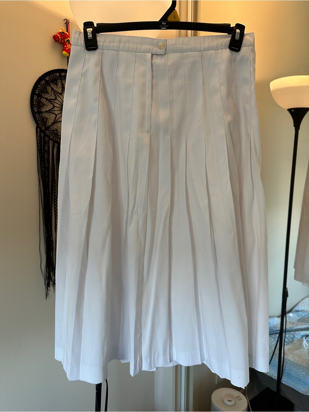 White Pleated Women's Midi Skirt